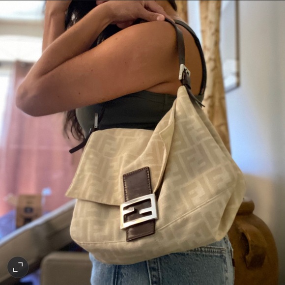 Fendi Handbags - Fendi Zucca Baguette in Cream